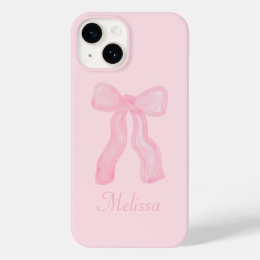Gepersonaliseerde Coquette Preppy Roze Bogen Case-Mate iPhone Case (Achterkant)