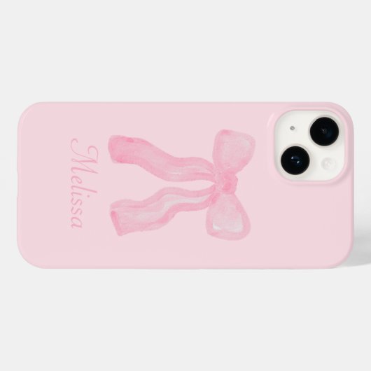 Gepersonaliseerde Coquette Preppy Roze Bogen Case-Mate iPhone Case (Achterkant (horizontaal))