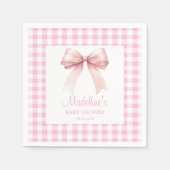 Gepersonaliseerde Coquette Roze Bow Baby shower Gi Servet (Voorkant)