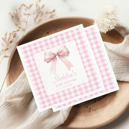 Gepersonaliseerde Coquette Roze Bow Baby shower Gi Servet