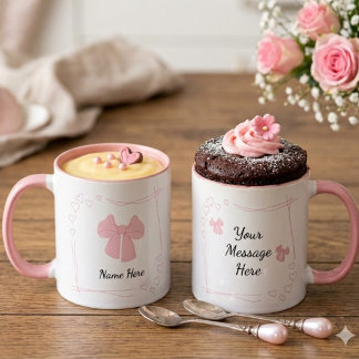 Gepersonaliseerde Coquette Roze Strik Koffiemok Mok