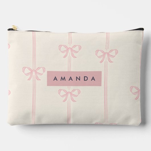 Gepersonaliseerde Coquette Roze Strik Lint Etui (Voorkant)