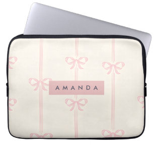 Gepersonaliseerde Coquette Roze Strik Lint Laptop Sleeve