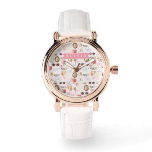Gepersonaliseerde Coquette Roze Vintage Vrouwelijk Horloge