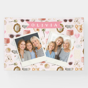 Gepersonaliseerde Coquette Roze Vintage Vrouwelijk Spandoek