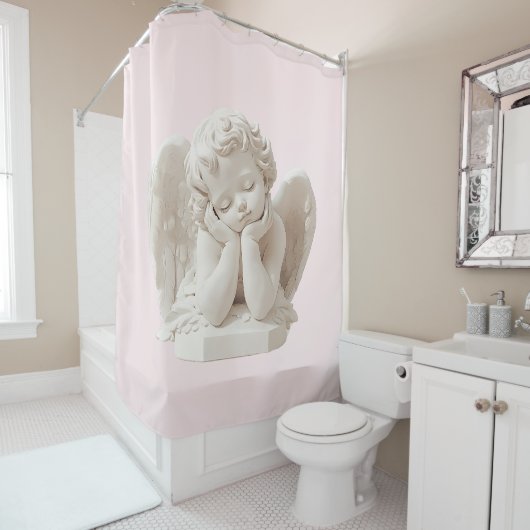 Gepersonaliseerde Coquette Sleeping Angel Sculptur Douchegordijn (In situ)