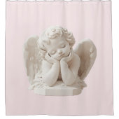 Gepersonaliseerde Coquette Sleeping Angel Sculptur Douchegordijn (Voorkant)