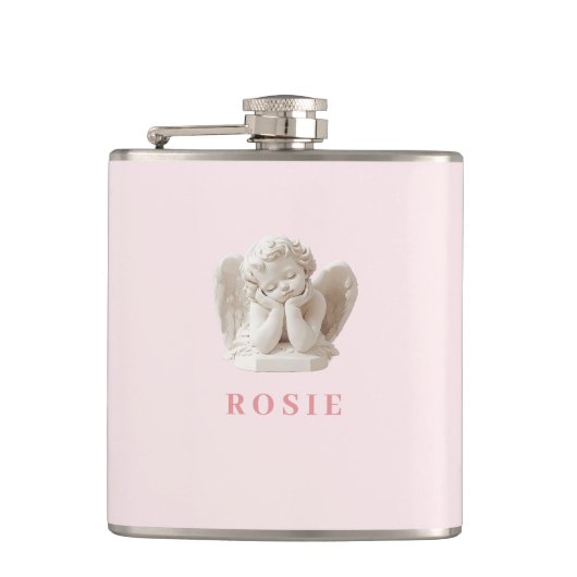 Gepersonaliseerde Coquette Sleeping Angel Sculptur Heupfles (Voorkant)