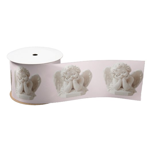 Gepersonaliseerde Coquette Sleeping Angel Sculptur Satijnen Lint (Spoel)