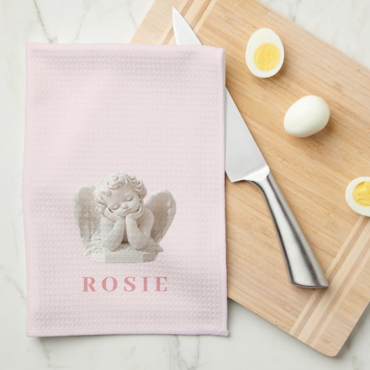Gepersonaliseerde Coquette Sleeping Angel Sculptur Theedoek (Quarter Fold)