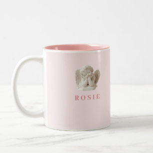 Gepersonaliseerde Coquette Sleeping Angel Sculptur Tweekleurige Koffiemok