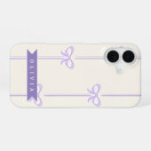 Gepersonaliseerde Coquette Strik Naam Meisjesachti iPhone 16 Hoesje (Achterkant horizontaal)