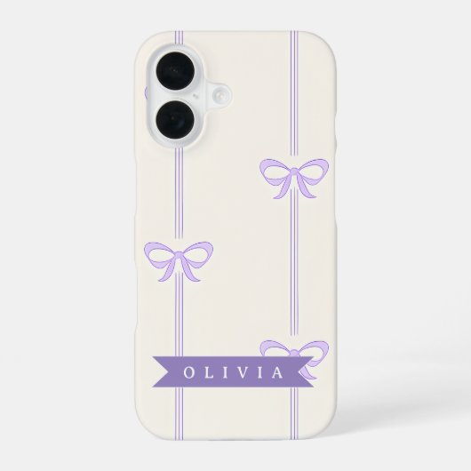 Gepersonaliseerde Coquette Strik Naam Meisjesachti iPhone 16 Hoesje (Achterkant)