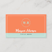 Gepersonaliseerde Coral & Mint Tulip Monogram Contactkaartje (Voorkant)