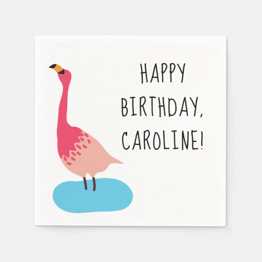 Gepersonaliseerde Coral Pink Flamingo Party Servet (Voorkant)