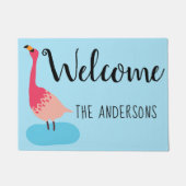 Gepersonaliseerde Coral Pink Flamingo Welkomstmat Deurmat (Voorkant)