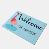 Gepersonaliseerde Coral Pink Flamingo Welkomstmat Deurmat (Schuin)