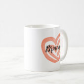 Gepersonaliseerde Coral Swirl Heart Koffiemok (Voorkant rechts)