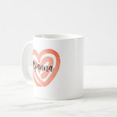 Gepersonaliseerde Coral Swirl Heart Koffiemok (Voorkant links)