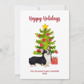 Gepersonaliseerde Corgi Dog Family Kerstmis Feestdagenkaart (Voorkant)