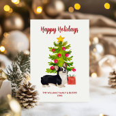Gepersonaliseerde Corgi Dog Family Kerstmis Feestdagenkaart
