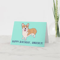 Gepersonaliseerde Corgi Dog Mint Green verjaardag