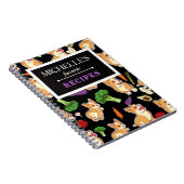 Gepersonaliseerde Corgi en Food Pattern Black Notitieboek (Rechterzijde)