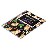 Gepersonaliseerde Corgi en Food Pattern Black Notitieboek (Linkerzijde)
