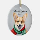 Gepersonaliseerde Corgi Keramisch Ornament (Rechts)