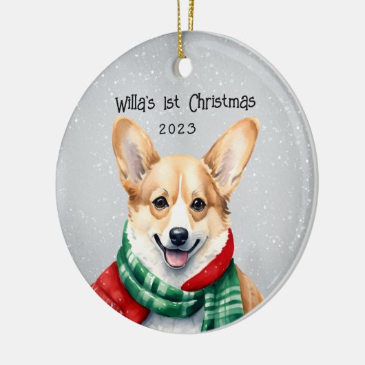 Gepersonaliseerde Corgi Keramisch Ornament (Links)