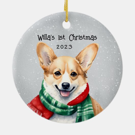 Gepersonaliseerde Corgi Keramisch Ornament (Achterkant)