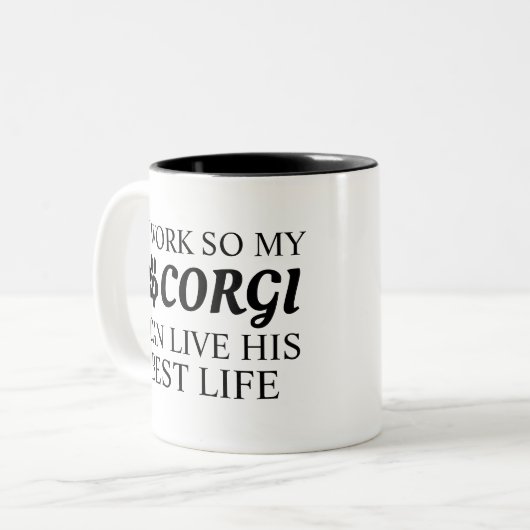 Gepersonaliseerde Corgi Photo Gift voor Hondenlief Tweekleurige Koffiemok (Voorkant links)