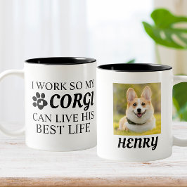 Gepersonaliseerde Corgi Photo Gift voor Hondenlief Tweekleurige Koffiemok