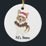 Gepersonaliseerde Corgi (rood en wit) Keramisch Ornament<br><div class="desc">Maak de mooie lijst dit jaar met een versiering van je favoriete kleine elf!</div>