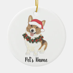 Gepersonaliseerde Corgi (rood en wit) Keramisch Ornament