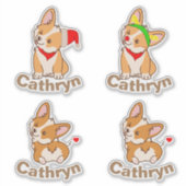 Gepersonaliseerde Corgi Set Sticker (Voorkant)