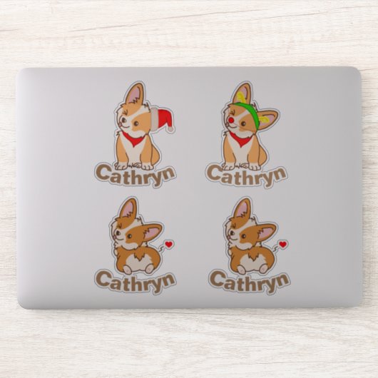 Gepersonaliseerde Corgi Set Sticker (Computer)