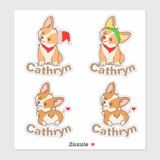 Gepersonaliseerde Corgi Set Sticker (Vel)