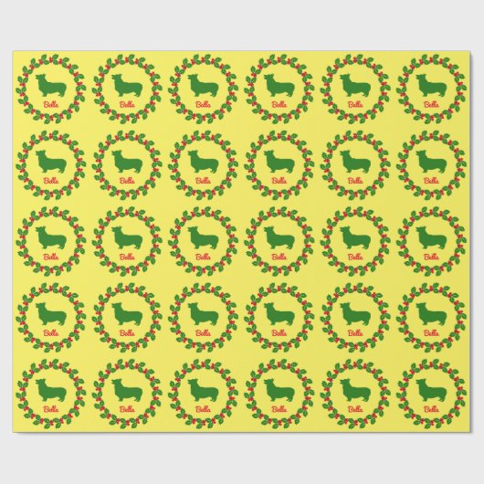 Gepersonaliseerde Corgi vakantie inpakpapier (Vlak)