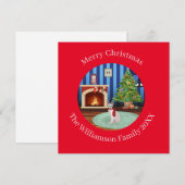 Gepersonaliseerde Cornish Rex Kitty Cat Kerstmis Feestdagenkaart (Voorkant / Achterkant)