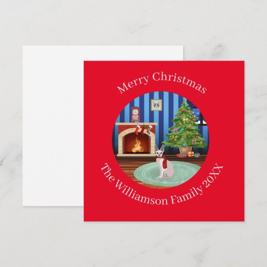 Gepersonaliseerde Cornish Rex Kitty Cat Kerstmis Feestdagenkaart (Voorkant / Achterkant)