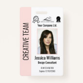 Gepersonaliseerde Corporate Employee Blush Pink ID Badge (Voorkant)