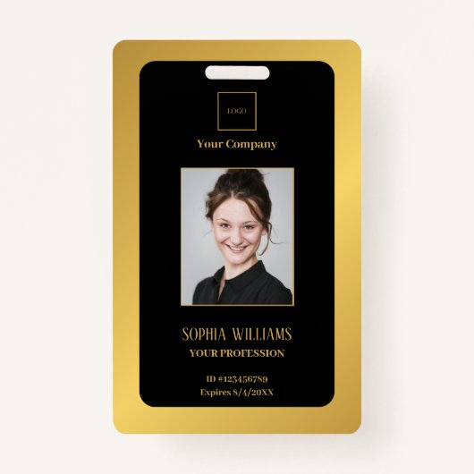 gepersonaliseerde Corporate Employee Modern Golden Badge (Voorkant)
