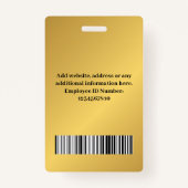 gepersonaliseerde Corporate Employee Modern Golden Badge (Achterkant)