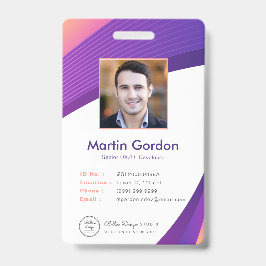 Gepersonaliseerde Corporate Modern Violet werkneme Badge
