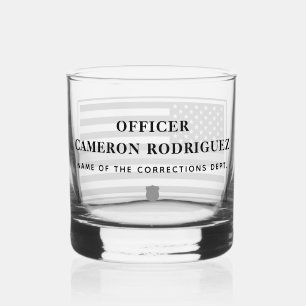 Gepersonaliseerde correctionele officier Thin Silv Whisky Glas