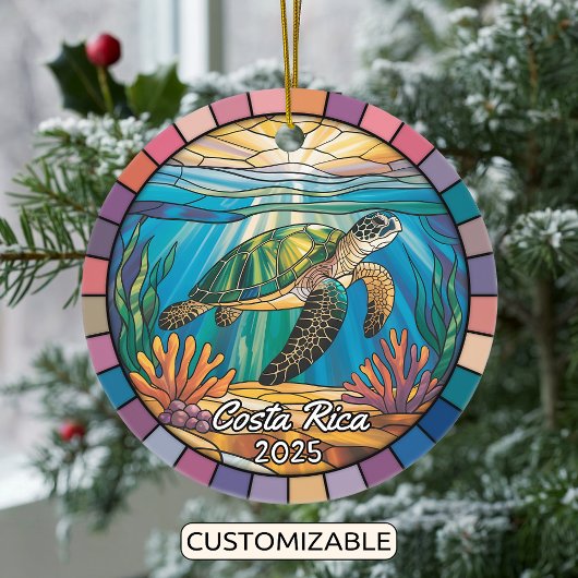 Gepersonaliseerde Costa Rica Ornament, Zee Schildp Keramisch Ornament