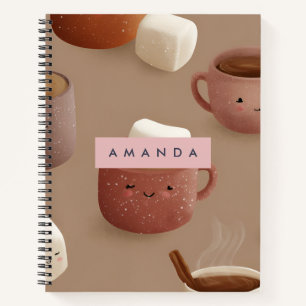 Gepersonaliseerde Cosy Pastel Hot Cocoa Patroon Notitieboek
