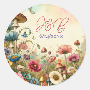 Gepersonaliseerde Cottage Core Bruiloft Ronde Sticker