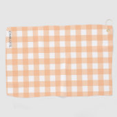 Gepersonaliseerde Cottage Peach Gingham Plaid Golfhanddoek (Horizontaal)